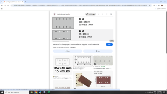 Sheet size and hole pattern reference